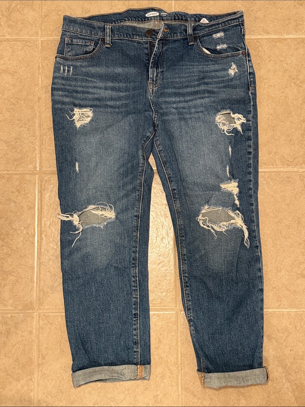 Old Navy Distressed Boyfriend Jeans - Dark Blue
